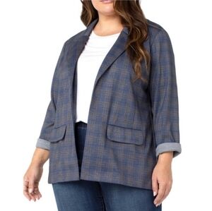 Liverpool Los Angeles Boyfriend Blazer Blue/Khaki Plaid Size 2X